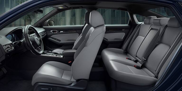2027 Honda Civic Sedan Sport Touring Hybrid side view of front and rear seats and dashboard (Compact Sedan)